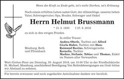 Traueranzeige Helmut Brussmann
