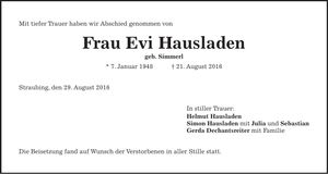 Traueranzeige Evi Hausladen