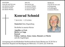 Traueranzeige Konrad Schmid