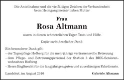 Traueranzeige Rosa Altmann