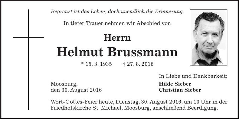 Traueranzeige Helmut Brussmann
