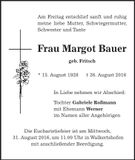 Traueranzeige Margot Bauer