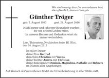 Traueranzeige Günther Tröger
