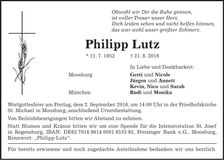 Traueranzeige Philipp Lutz