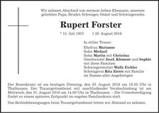 Traueranzeige Rupert Forster
