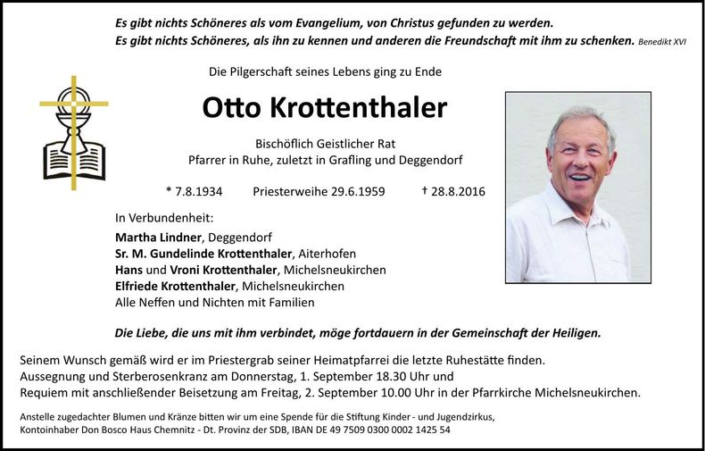 Traueranzeige Otto Krottenthaler