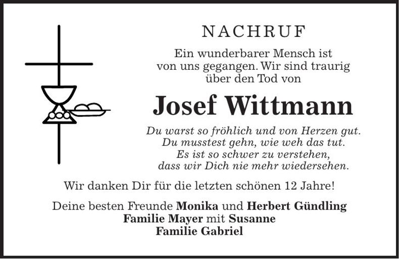 Traueranzeige Josef Wittmann