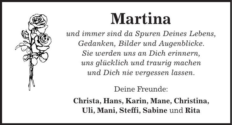 Traueranzeige Martina Frühmorgen