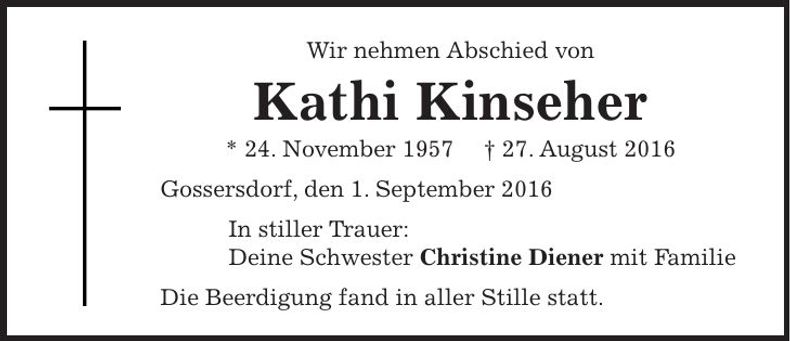 Traueranzeige Kathi Kinseher