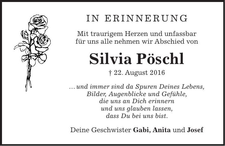Traueranzeige Silvia Pöschl