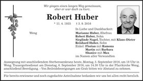 Traueranzeige Robert Huber