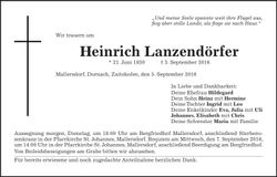 Traueranzeige Heinrich Lanzendörfer