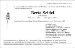 Traueranzeige Berta Seidel