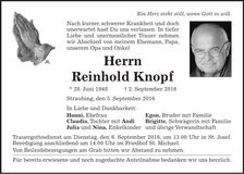 Traueranzeige Reinhold Knopf