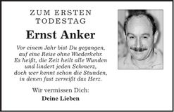 Traueranzeige Ernst Anker