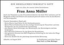 Traueranzeige Anna Müller