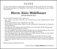 Traueranzeige Alois Mühlbauer