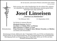 Traueranzeige Josef Linseisen