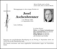 Traueranzeige Josef Aschenbrenner