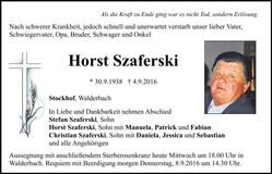 Traueranzeige Horst Szaferski
