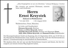 Traueranzeige Ernst Krzystek