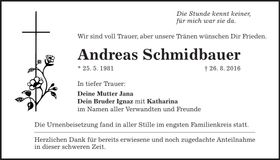 Traueranzeige Andreas Schmidbauer