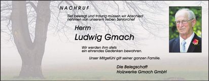 Traueranzeige Ludwig Gmach