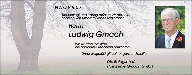 Traueranzeige Ludwig Gmach