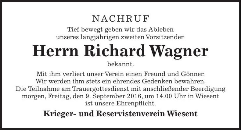 Traueranzeige Richard Wagner