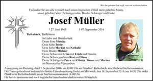 Traueranzeige Josef Müller