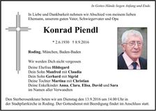Traueranzeige Konrad Piendl
