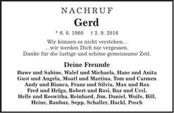 Traueranzeige Gerd 