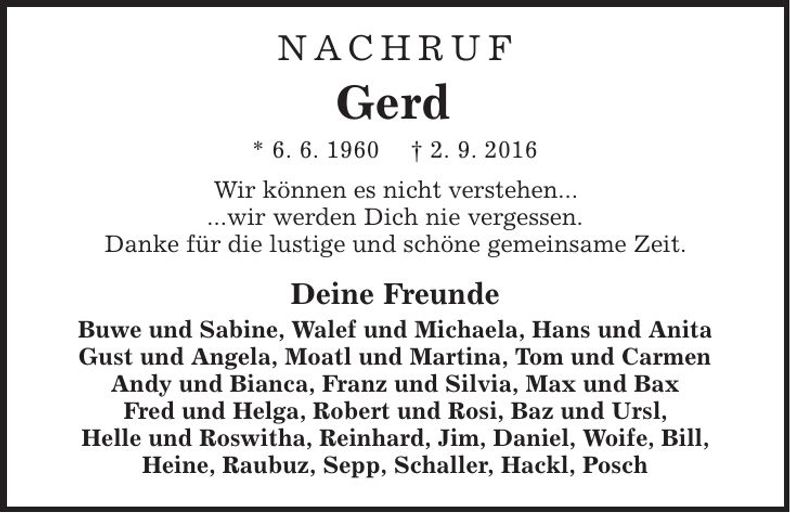 Traueranzeige Gerd 