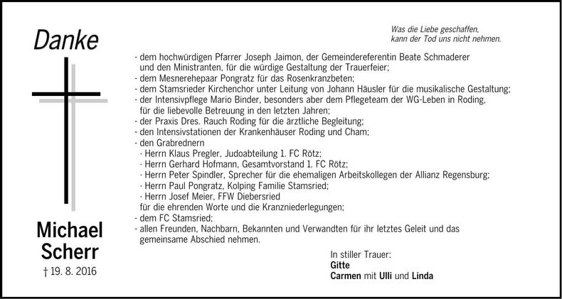 Traueranzeige Michael Scherr