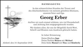 Traueranzeige Georg Erber