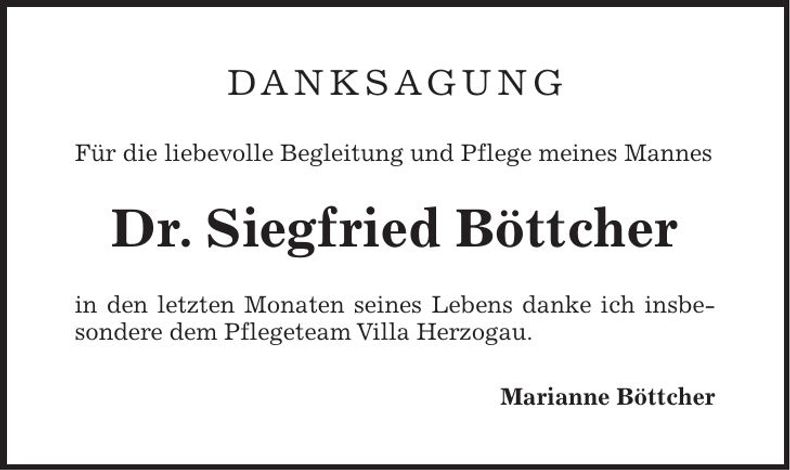 Traueranzeige Dr. Siegfried Böttcher