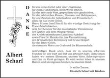 Traueranzeige Albert Scharf
