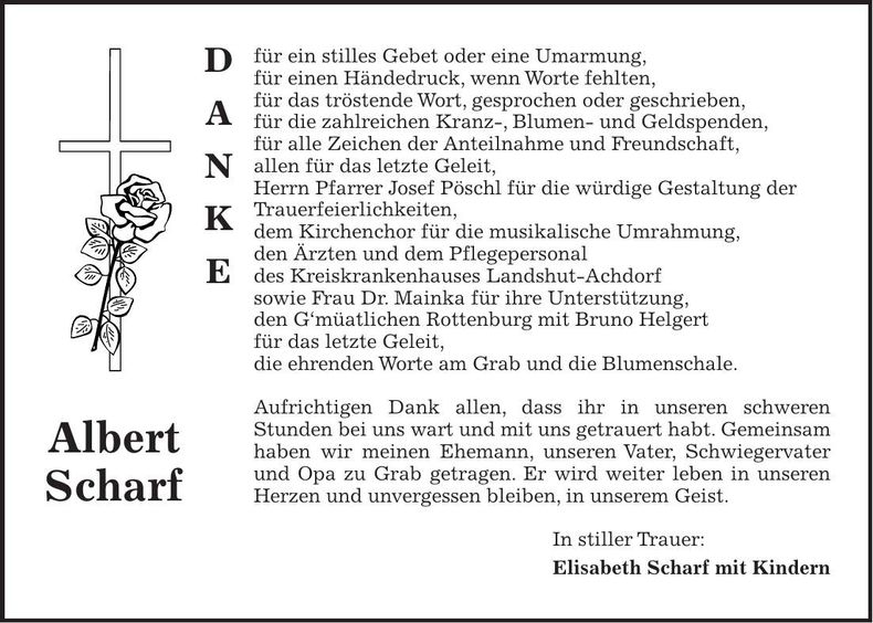Traueranzeige Albert Scharf