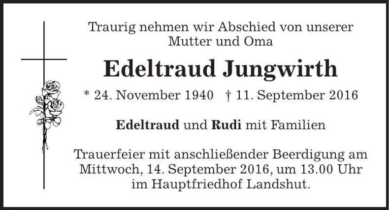 Traueranzeige Edeltraud Jungwirth