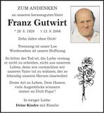 Traueranzeige Franz Gutwirt