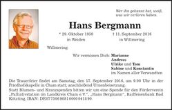 Traueranzeige Hans Bergmann