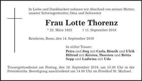 Traueranzeige Lotte Thorenz