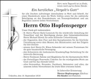 Traueranzeige Otto Hopfensperger