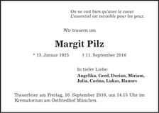 Traueranzeige Margit Pilz