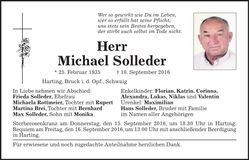 Traueranzeige Michael Solleder