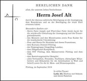 Traueranzeige Josef Alt