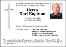 Traueranzeige Karl Englram