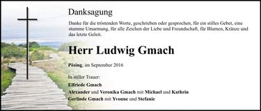 Traueranzeige Ludwig Gmach