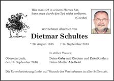 Traueranzeige Dietmar Schultes