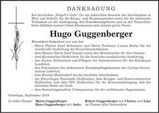 Traueranzeige Hugo Guggenberger